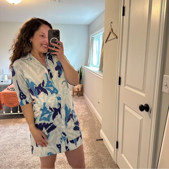 Tuckernuck Sheridan French Blue Ikat Print Mini Dress Small - Picture 4 of 11